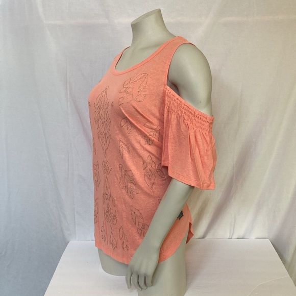 DEMOCRACY Jeans Women’s Tops Plus Size 2X Cold Shoulder Tunic Style Embroidered - Picture 2 of 6